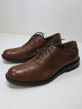 Johnston & Murphy Brogued Leather Saddle Oxfords Men's Dress Footwear Shoes 10